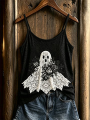 Women's Vintage Gothic Ghost Floral Lace Art Print Cami Top