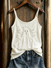 Women's Vintage Gothic Ghost Floral Lace Art Print Cami Top