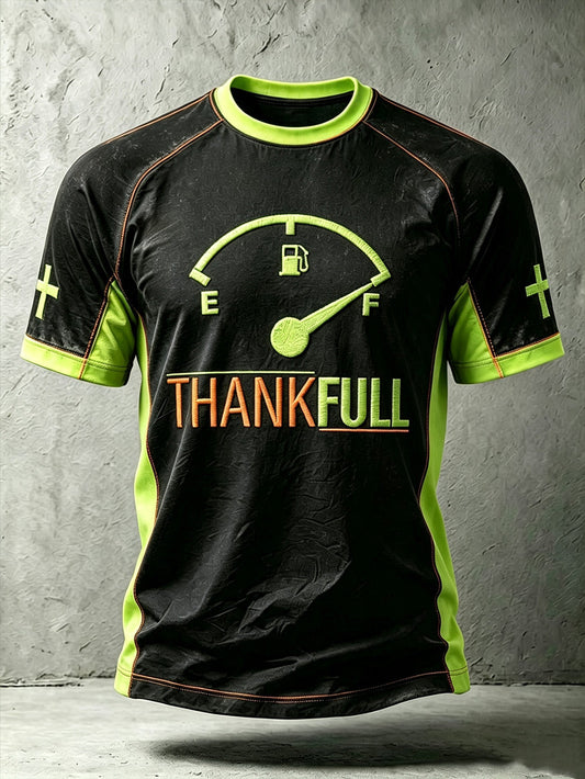 Men's faith-themed fun pattern printed casual short-sleeve T-shirt