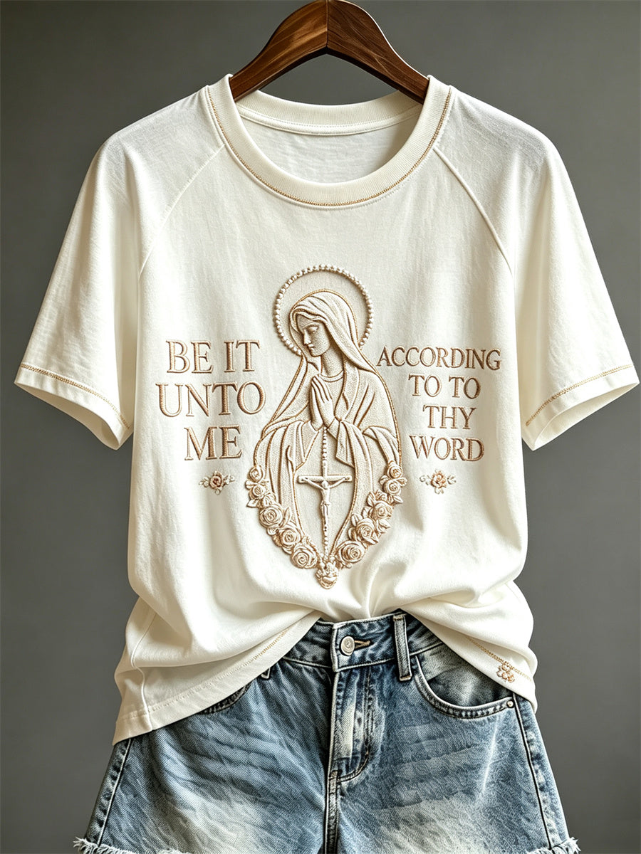 Women's Be it unto me according to thy word Mary Print short sleeve T-shirt