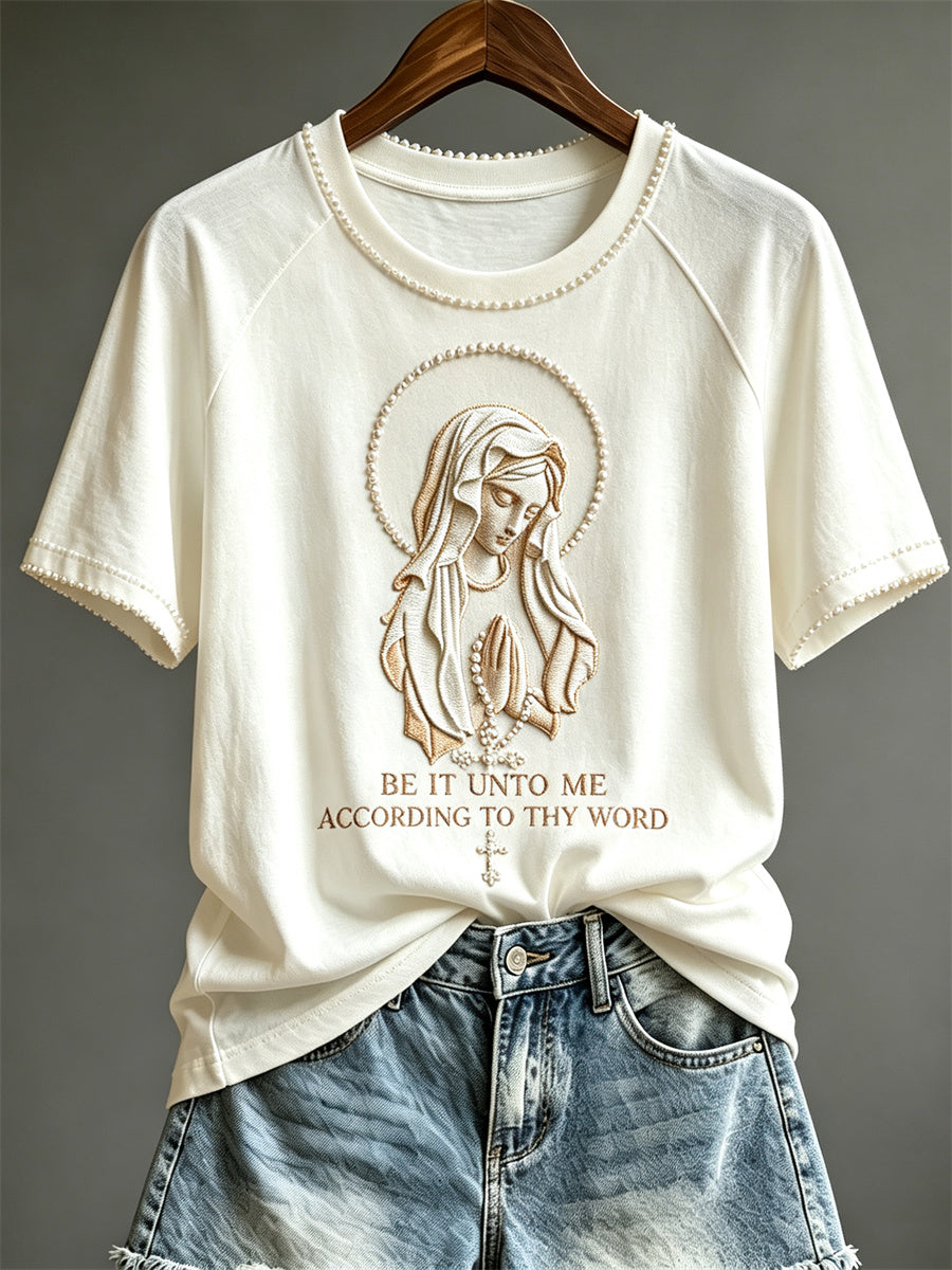 Women's Be it unto me according to thy word Mary Print short sleeve T-shirt