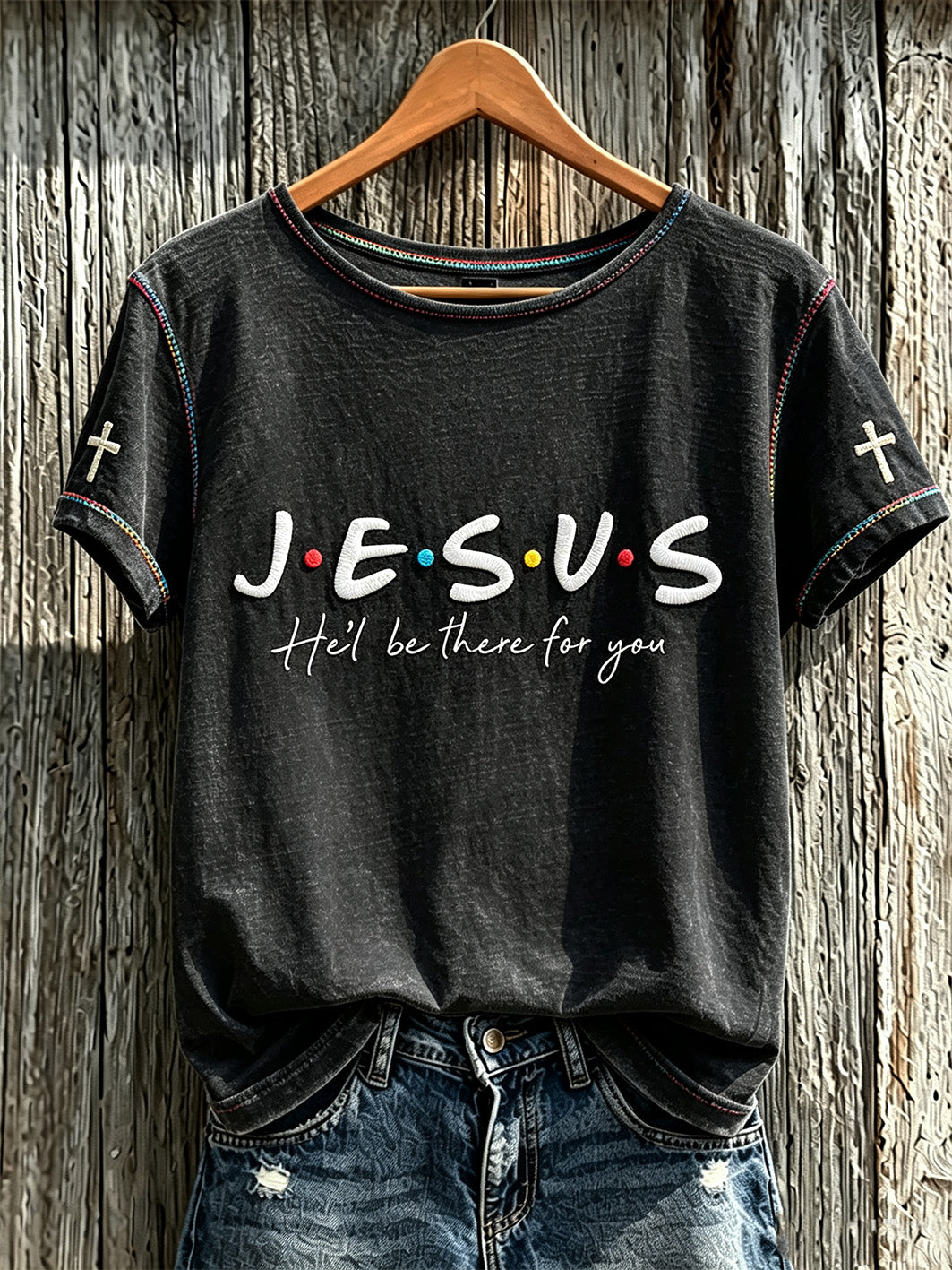 Women's faith-themed fun slogan pattern printed casual short-sleeve T-shirt