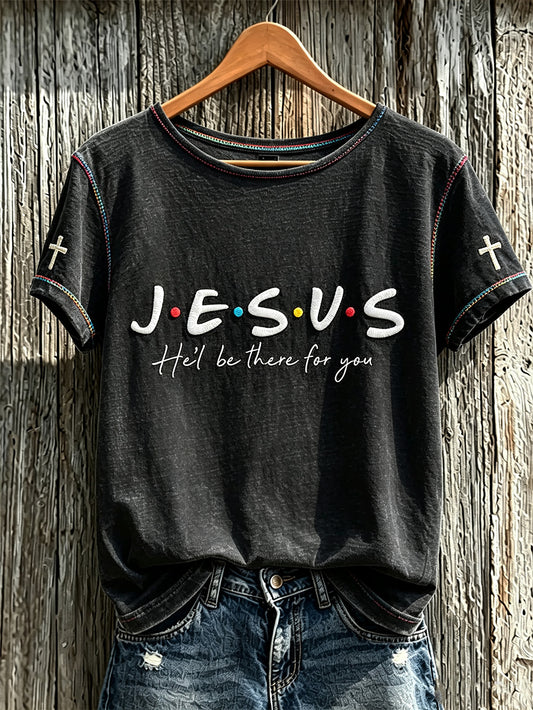 Women's faith-themed fun slogan pattern printed casual short-sleeve T-shirt