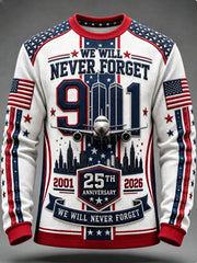 Men's We Will Never Forget 9 11 September 11 Waffle Long Sleeve T-Shirt