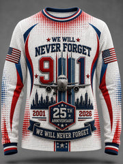 Men's We Will Never Forget 9 11 September 11 Waffle Long Sleeve T-Shirt