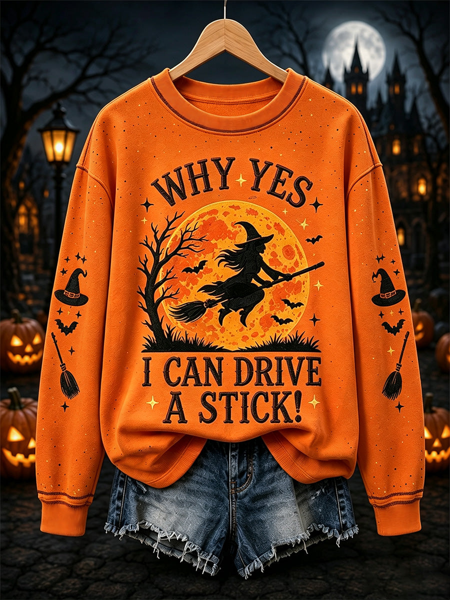 Women's Why Yes Actually I Can Drive A Stick Print Casual Sweatshirt