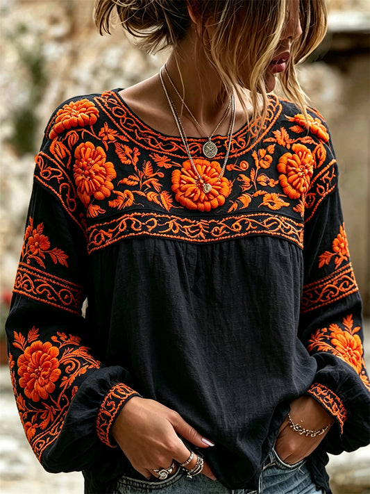 Women's Day of the Dead Marigolds Mexican Floral Print Shirt