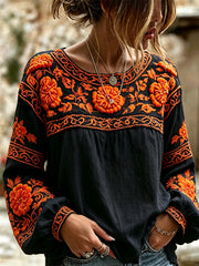 Women's Day of the Dead Marigolds Mexican Floral Print Shirt
