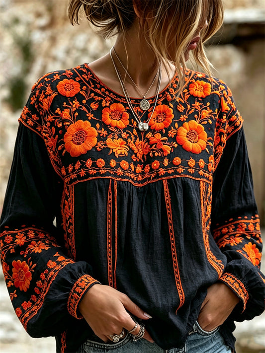 Women's Day of the Dead Marigolds Mexican Floral Print Shirt