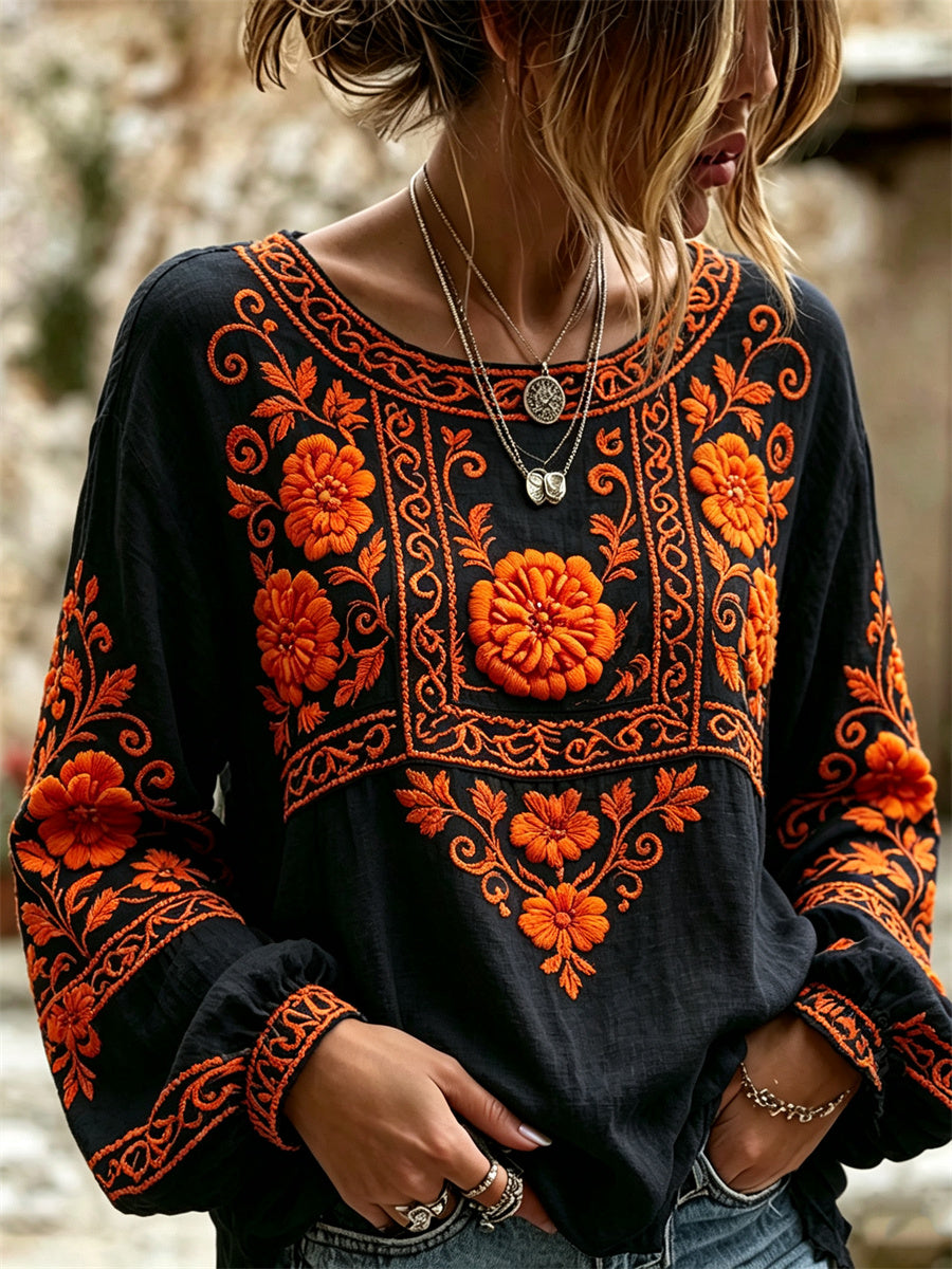 Women's Day of the Dead Marigolds Mexican Floral Print Shirt