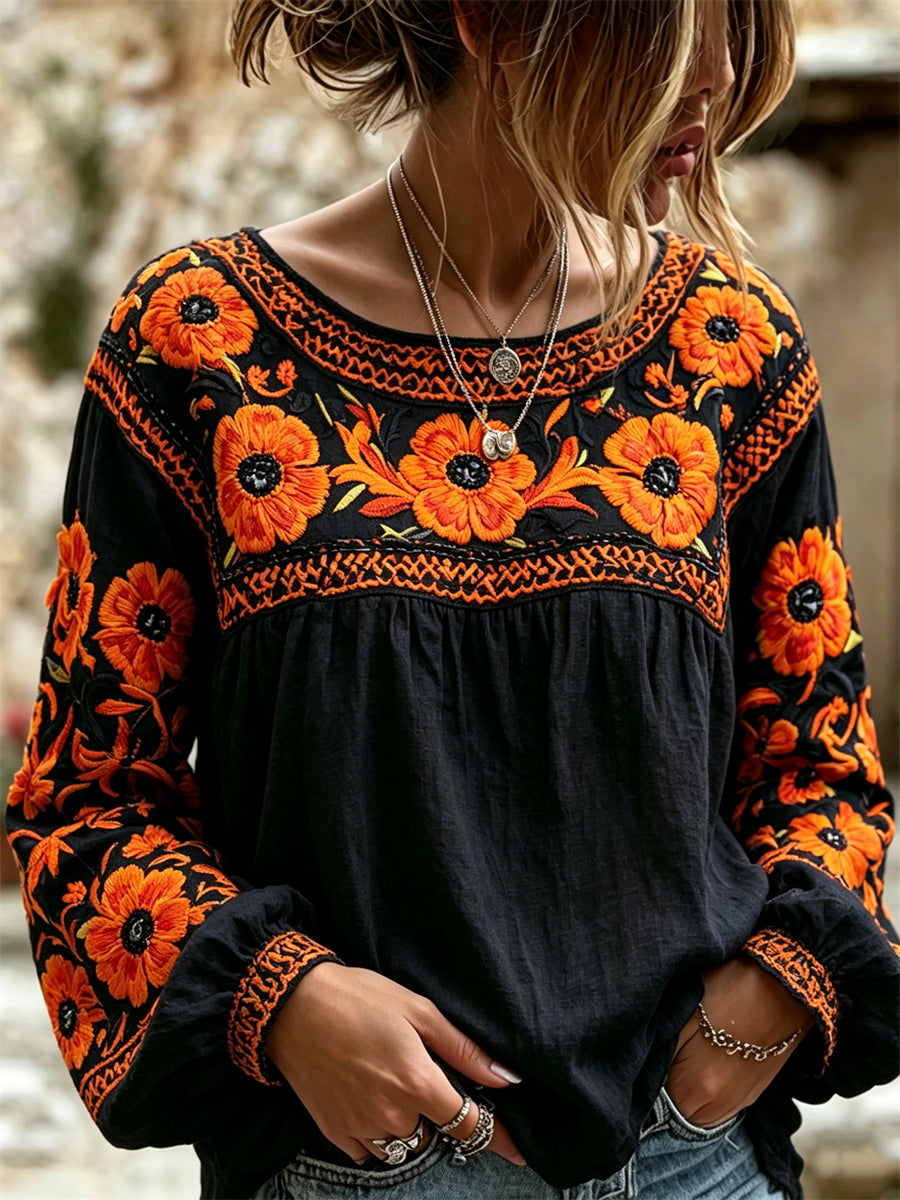 Women's Day of the Dead Marigolds Mexican Floral Print Shirt