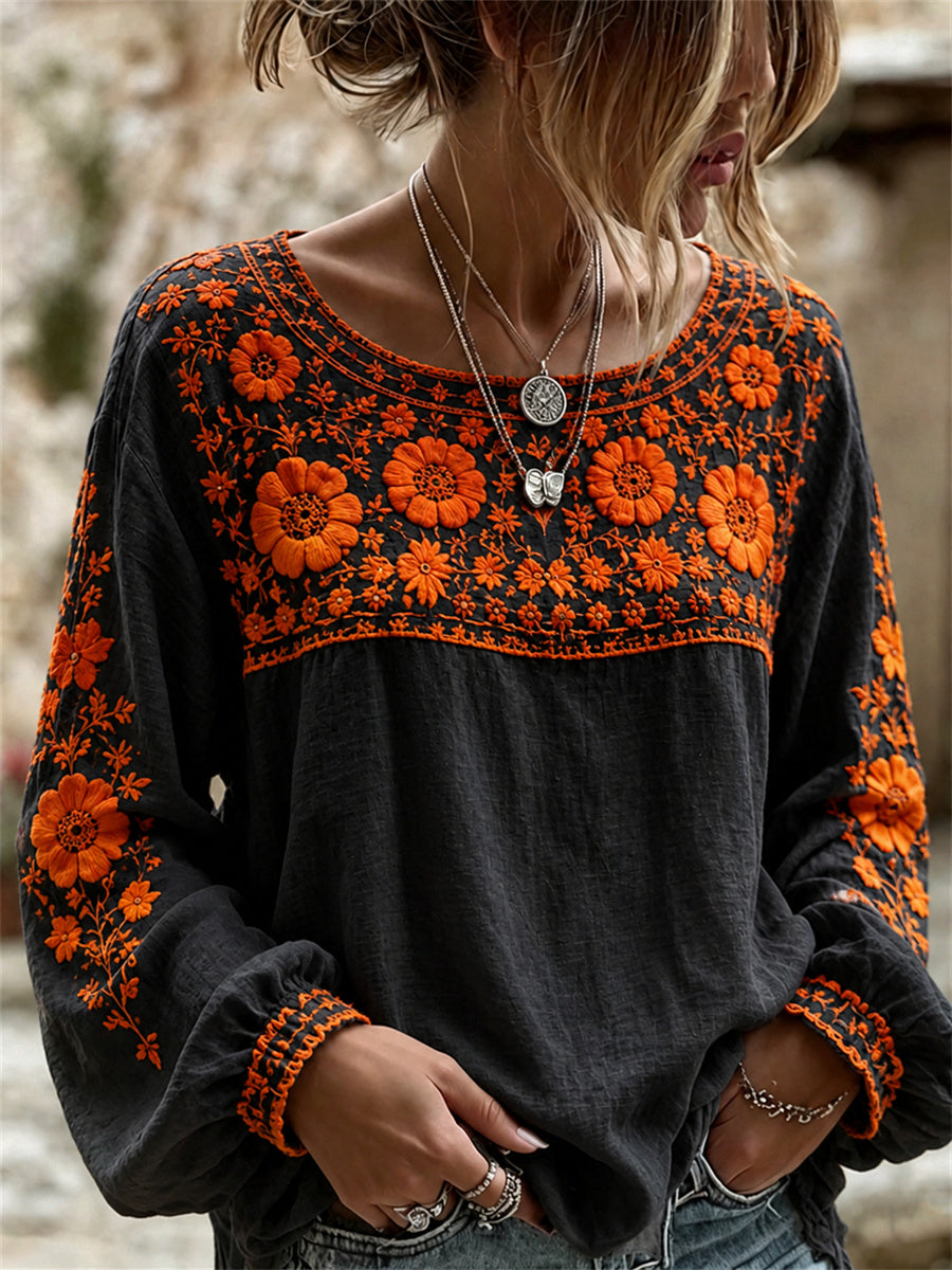Women's Day of the Dead Marigolds Mexican Floral Print Shirt