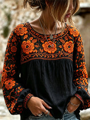 Women's Day of the Dead Marigolds Mexican Floral Print Shirt