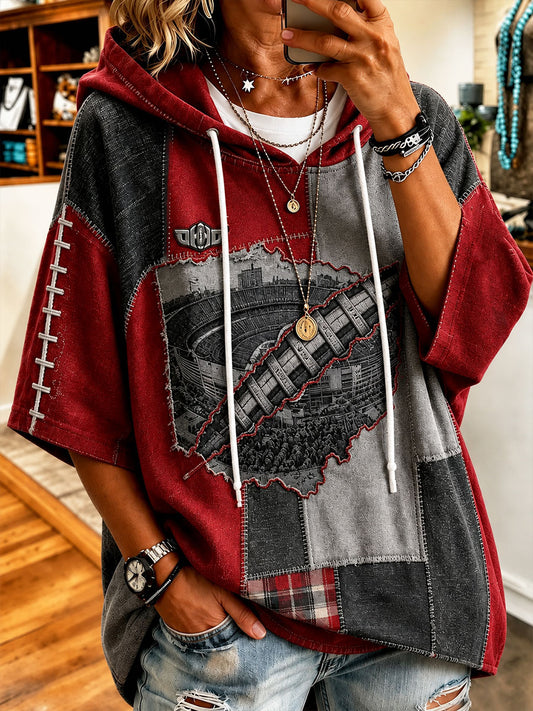 Women’s University Football Fan Short-Sleeve Hoodie