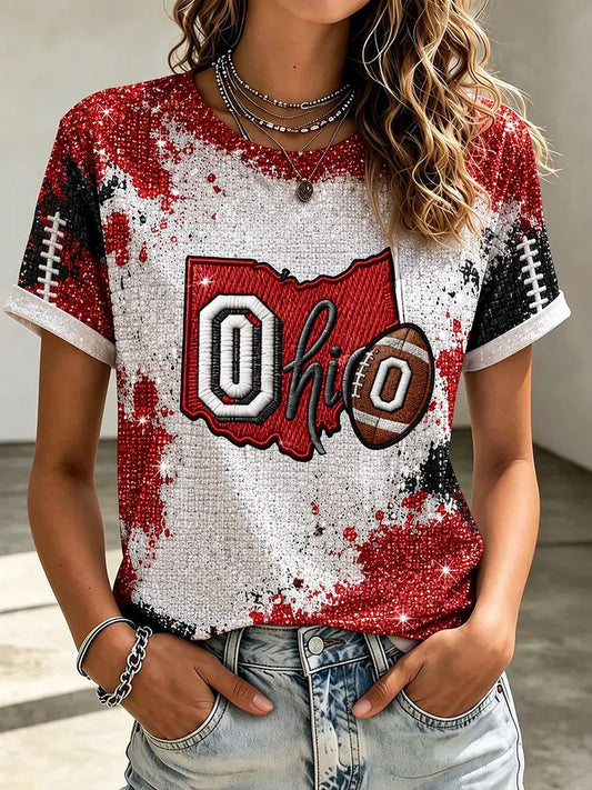 Women's University Football Fan short-sleeved T-shirt