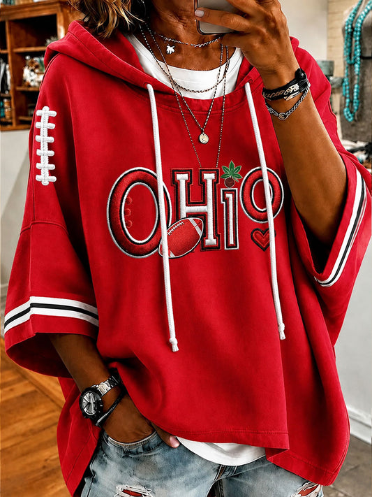 Women’s University Football Fan Short-Sleeve Hoodie
