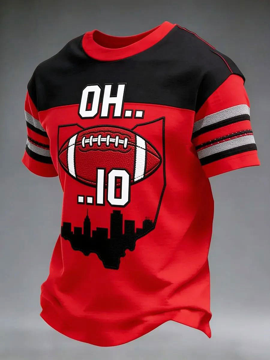 Men's University Football Fan Short Sleeves T-shirt