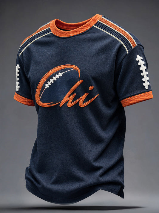 Men's Chicago Football Lover  Art Printed T-shirt
