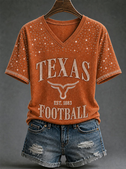 Women's Game Day Football Print Casual T-shirt
