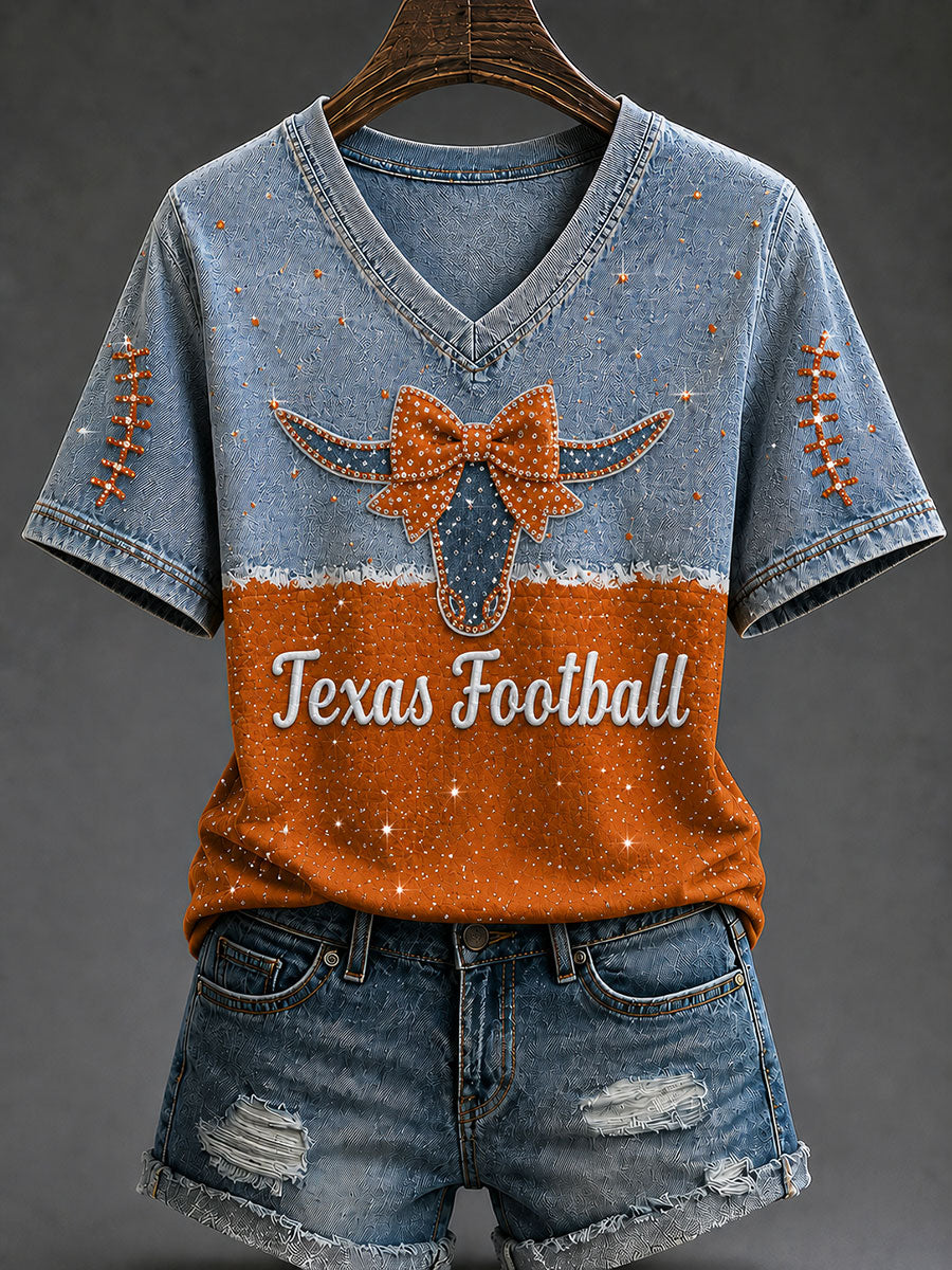 Women's Game Day Football Print Casual T-shirt