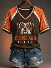 Women's Football Gameday Gift For Football Fans Casual V-Neck Tee