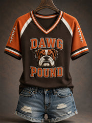 Women's Football Gameday Gift For Football Fans Casual V-Neck Tee