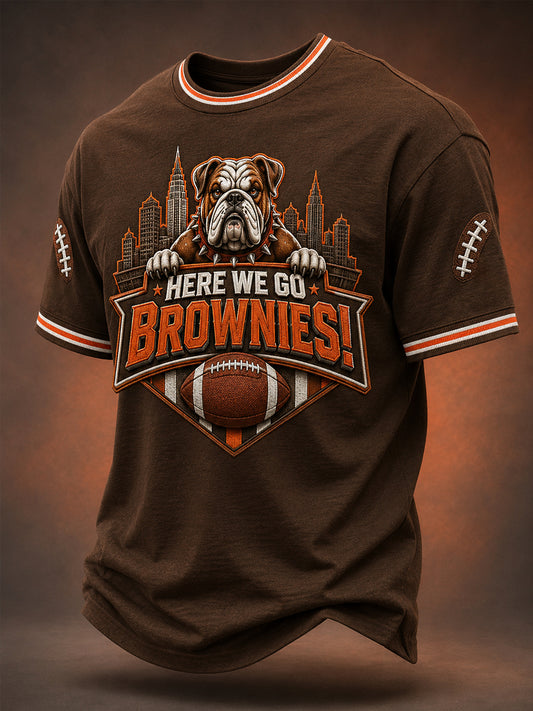 Men's Here We Go! Brownies Football Gameday Gift For Football Fans Casual Tee