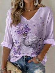 Women's Purple Art Print Casual T-shirt
