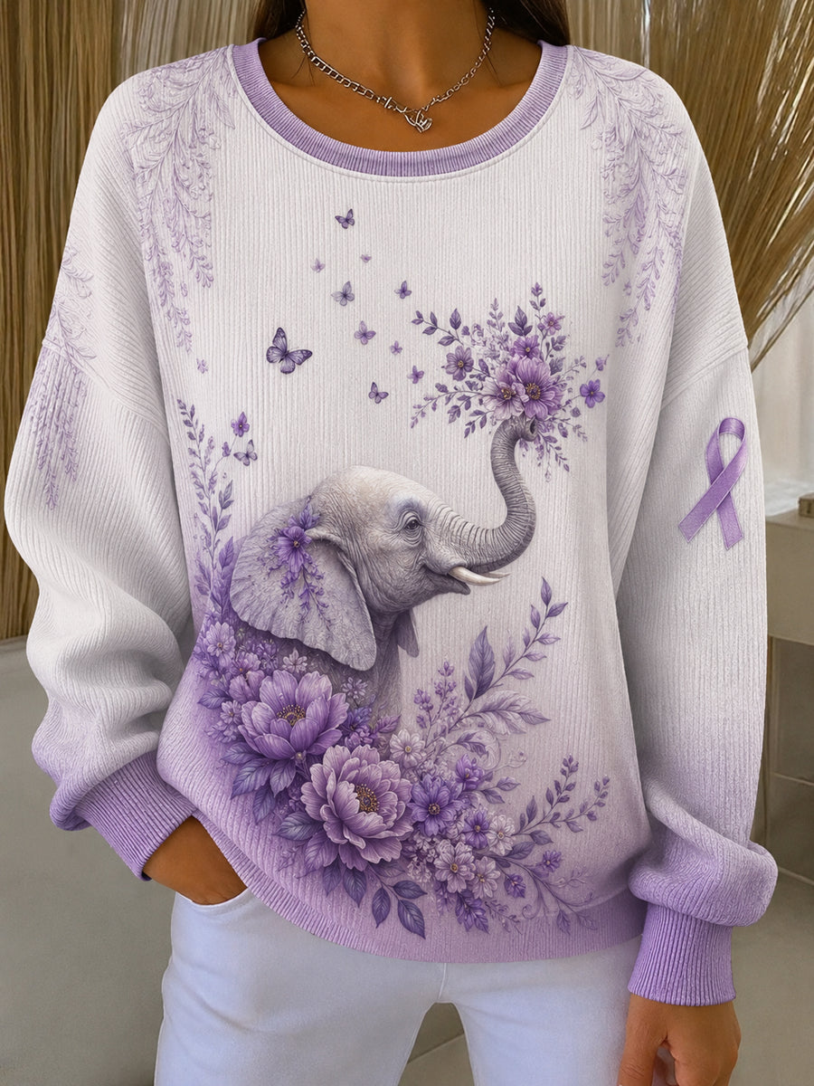 Women's Purple Art Print Casual Sweatshirt