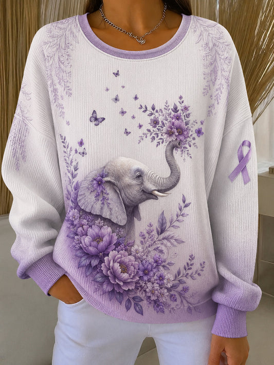 Women's Purple Art Print Casual Sweatshirt