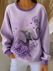 Women's Purple Art Print Casual Sweatshirt