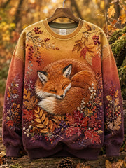 Women's Autumn Fox Maple Leaf Art Sweatshirt