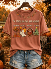 Women's Vintage I'm Ready For The Ber Months Print Short-sleeved T-shirt