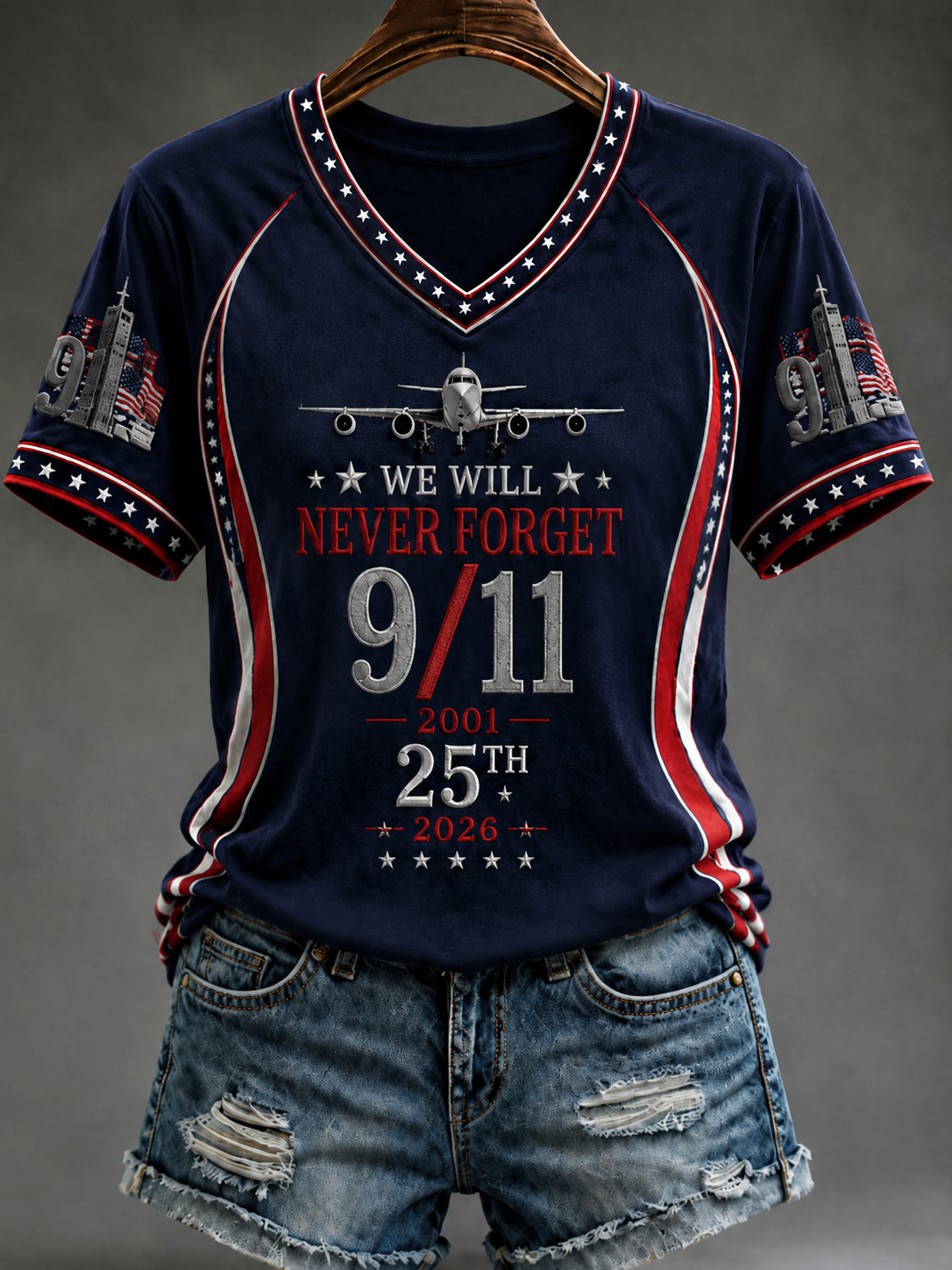 Women's WE WILL  NEVER FORGET 9/11 -2001 25TH 2026 T-shirt