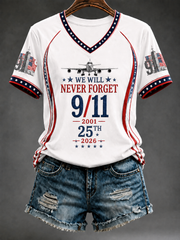 Women's WE WILL  NEVER FORGET 9/11 -2001 25TH 2026 T-shirt