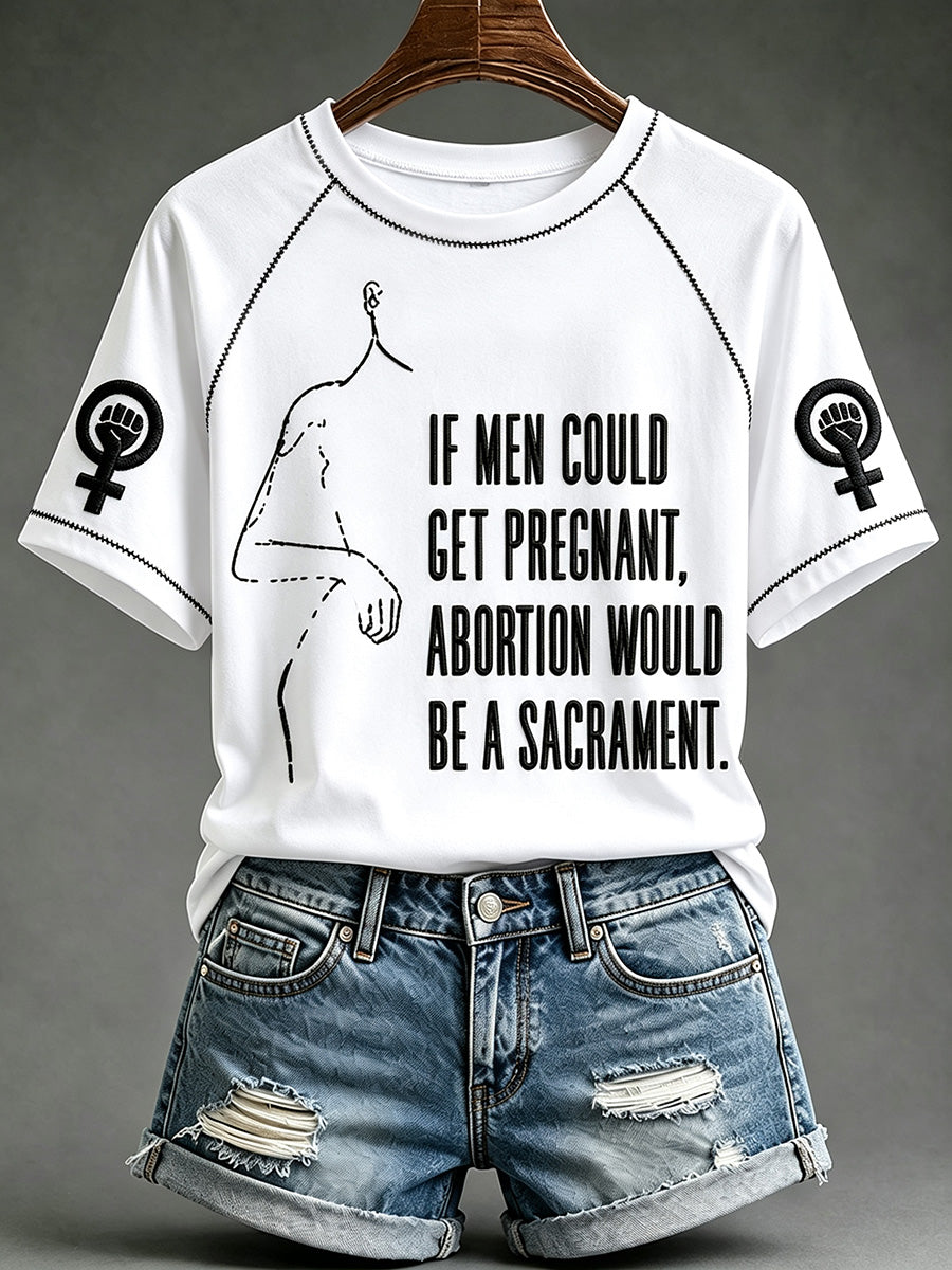 Women's Feminist Quote Print Round Neck Short Sleeve T-shirt