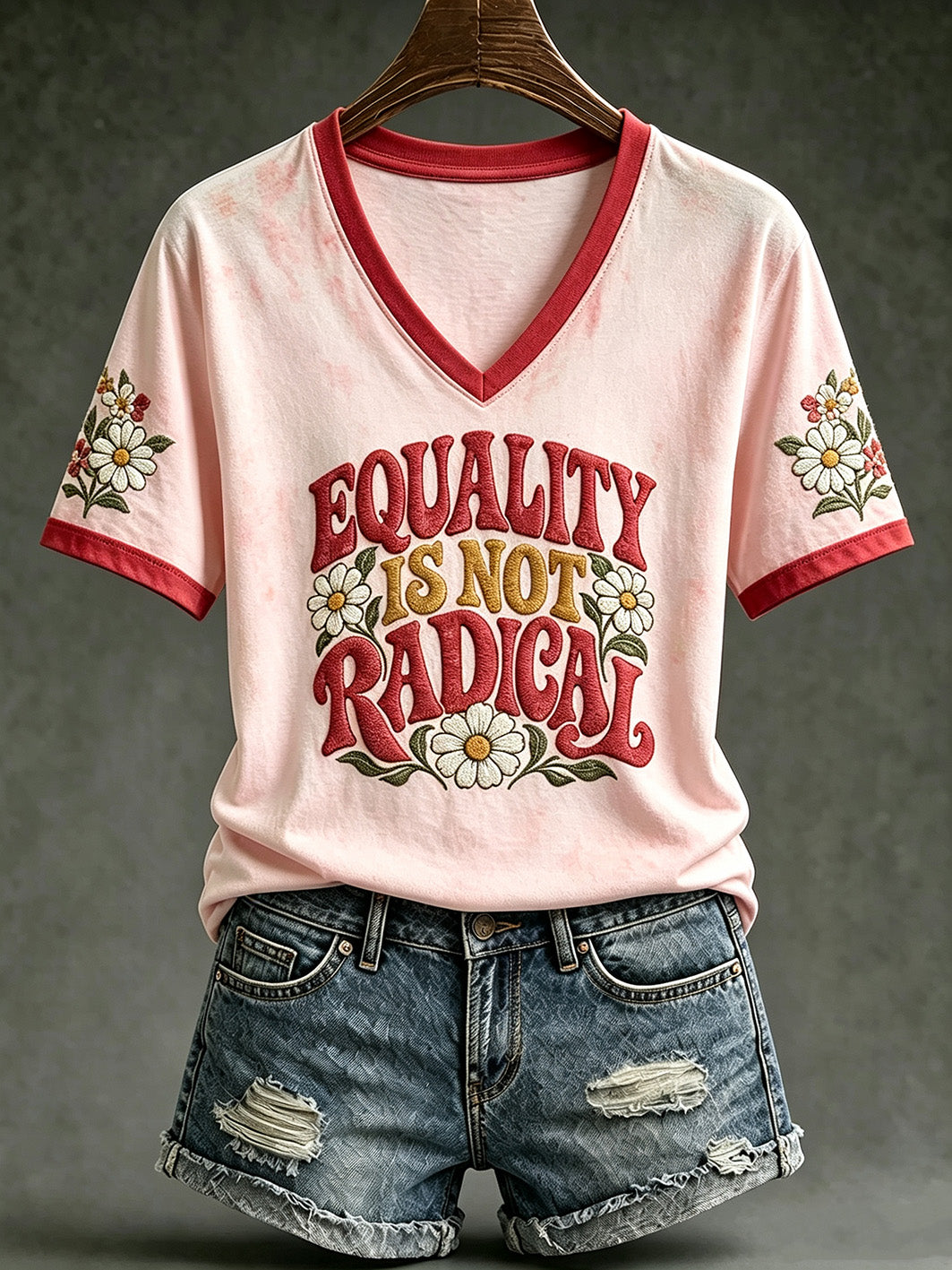 Women's feminist slogan printed casual short-sleeved T-shirt