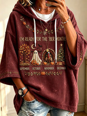 Women's Vintage I'm Ready For The 'ber Months Print Cozy Hoodie