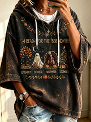 Women's Vintage I'm Ready For The 'ber Months Print Cozy Hoodie