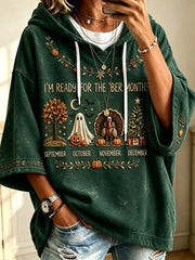 Women's Vintage I'm Ready For The 'ber Months Print Cozy Hoodie