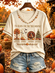 Women's Vintage I'm Ready For The 'ber Months Print Short-sleeved T-shirt
