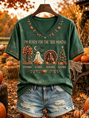 Women's Vintage I'm Ready For The 'ber Months Print Short-sleeved T-shirt
