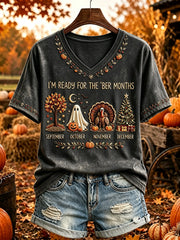 Women's Vintage I'm Ready For The 'ber Months Print Short-sleeved T-shirt