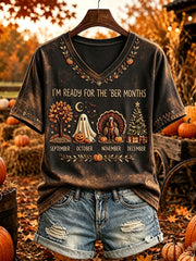 Women's Vintage I'm Ready For The 'ber Months Print Short-sleeved T-shirt