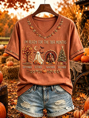 Women's Vintage I'm Ready For The 'ber Months Print Short-sleeved T-shirt