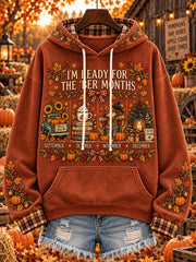 Women's autumn and winter theme pattern design casual hoodie