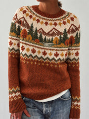 Women's Autumn Landscape Pattern Design Leisure Long-sleeved Sweater