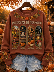 Women's autumn and winter theme pattern design casual sweatshirt