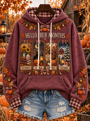 Women's autumn and winter theme pattern design casual hoodie