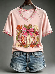 Women's Pumpkin Patchwork Art T-Shirt